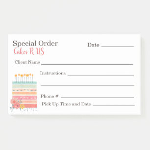 Colourful Cake Bakery Special Order Note Pad