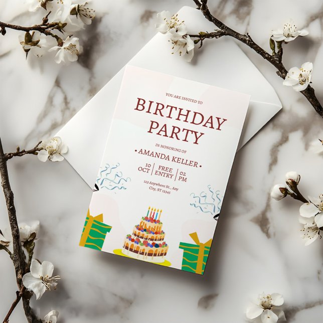 Colourful Cake Birthday Party Invitation (Creator Uploaded)