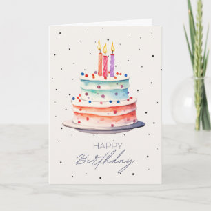 Colourful Cake & Confetti birthday Card