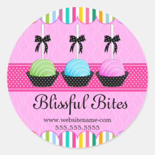 Colourful Cake Pops Bakery Box Seals