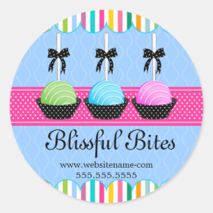 Colourful Cake Pops Bakery Box Seals