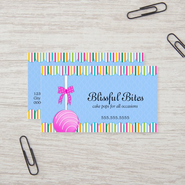 Colourful Cake Pops Business Card (Front/Back In Situ)