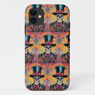 Colourful Calavera : Day of the Dead Skeleton iPhone 11 Case