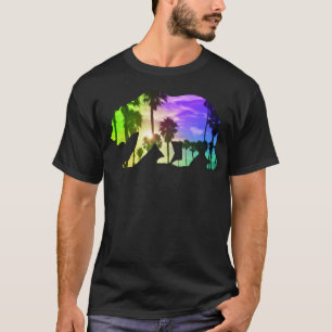 Colourful California Bear Beach Landscape Palms Su T-Shirt