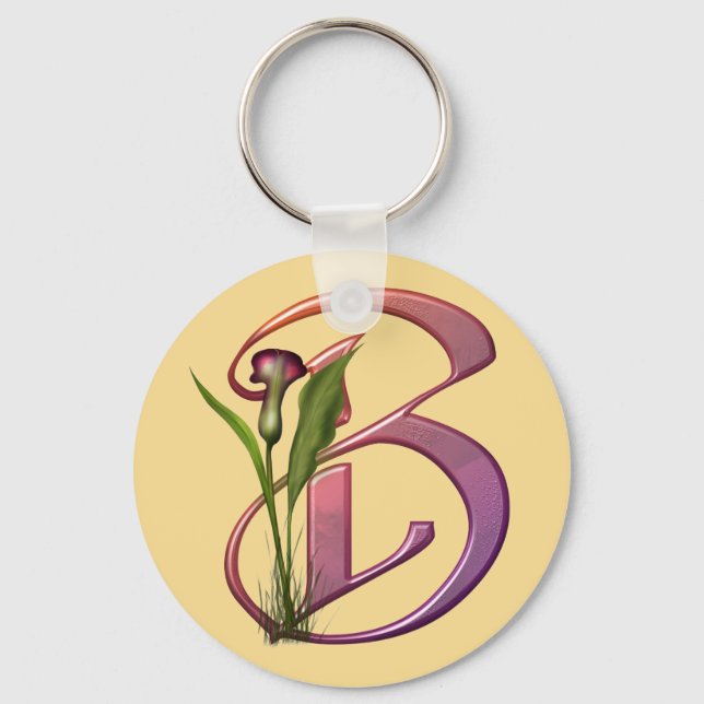 Colourful Calla Initial B Keychain (Front)