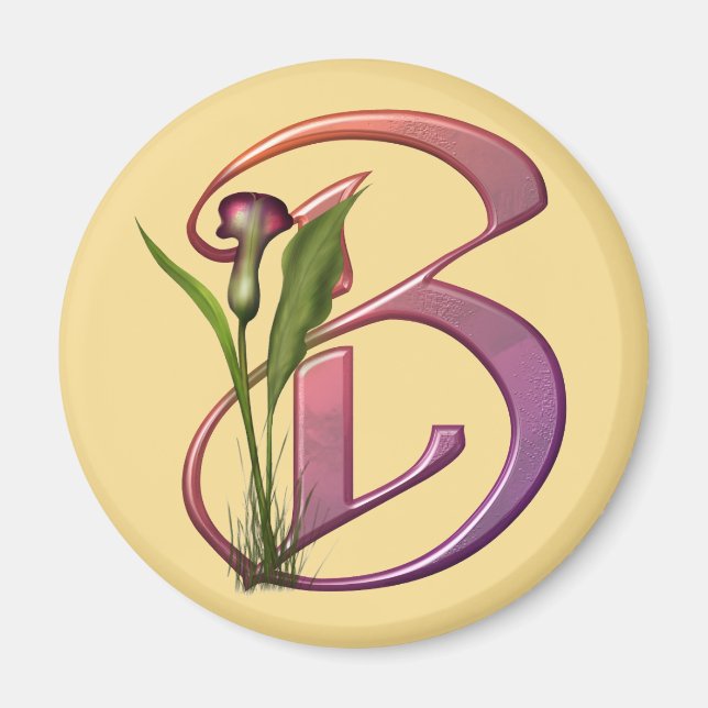 Colourful Calla Initial B Magnet (Front)