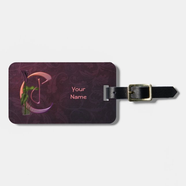 Colourful Calla Initial C Luggage Tag (Front Horizontal)