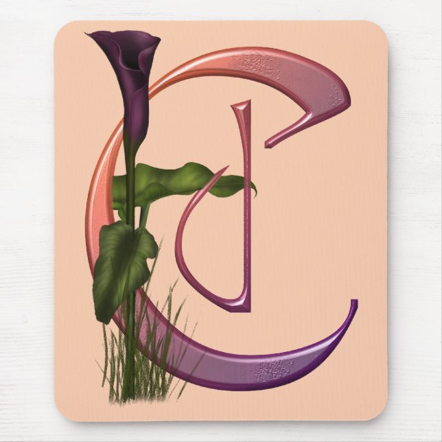 Colourful Calla Initial C Mouse Pad (Front)