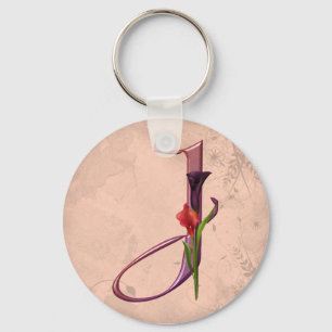 Colourful Calla Initial J Keychain