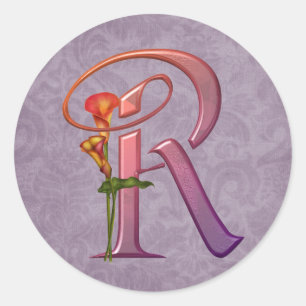Colourful Calla Initial R Classic Round Sticker