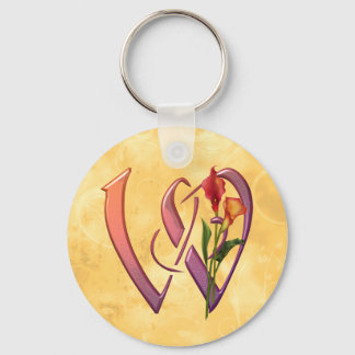 Colourful Calla Initial W Keychain