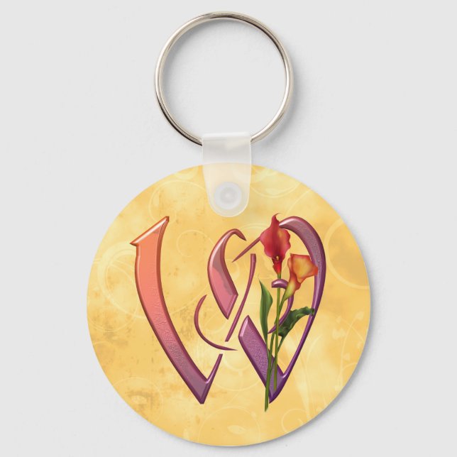 Colourful Calla Initial W Keychain (Front)