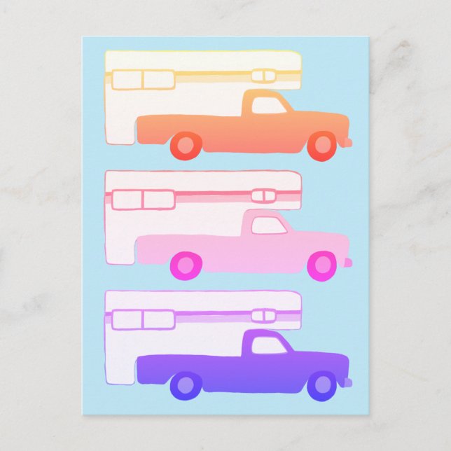 Colourful Camper Trailer Pattern Postcard (Front)
