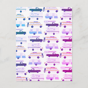 Colourful Camper Trailer Vanlife RV Pattern Postcard