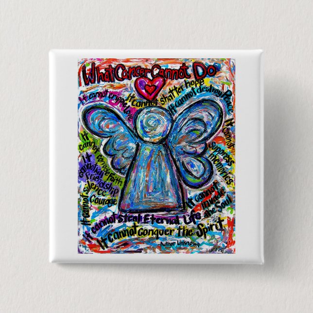 Colourful Cancer Angel Painting Art Button or Pin (Front)