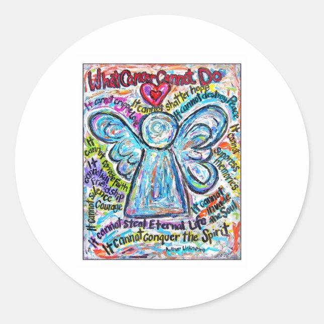 Colourful Cancer Angel Painting Classic Round Sticker (Front)