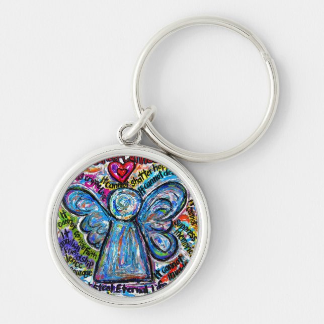 Colourful Cancer Cannot Angel Art Keychain Pendant (Front)