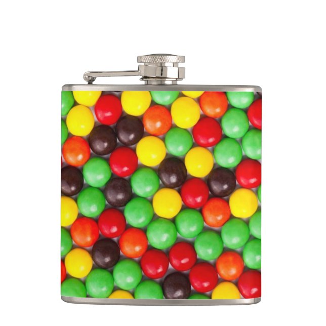 Colourful candies hip flask (Front)