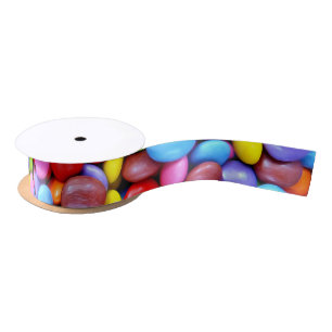 Colourful Candies Personalize Photo Satin Ribbon
