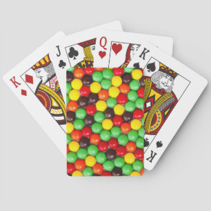 Colourful candies playing cards