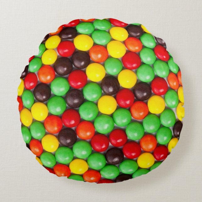 Colourful candies round pillow (Front)