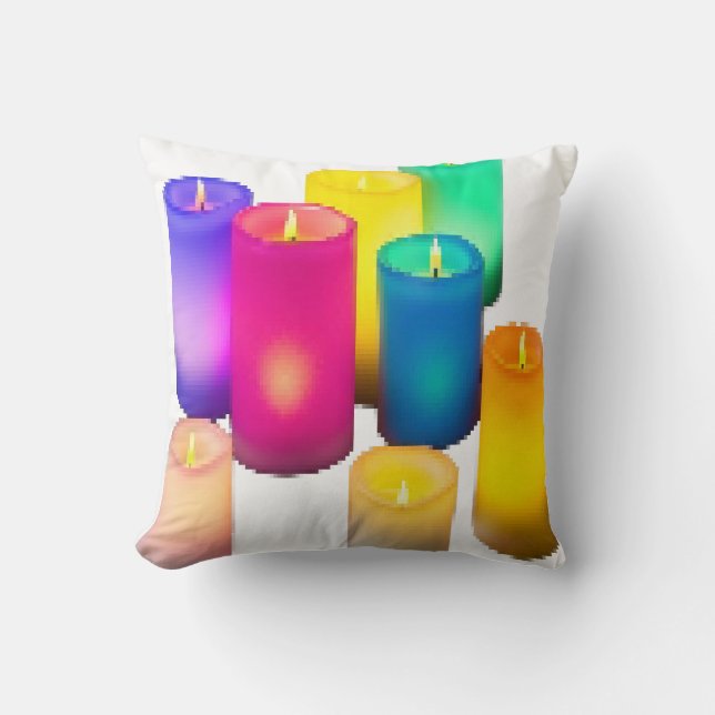 Colourful candle light  throw pillow (Front)