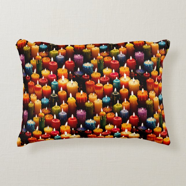 Colourful candles accent pillow (Front)