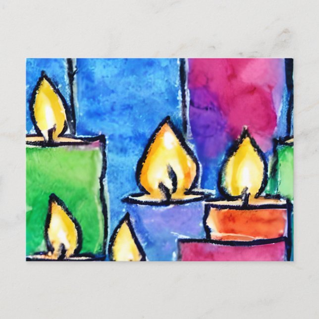 Colourful candles holiday card (Front)