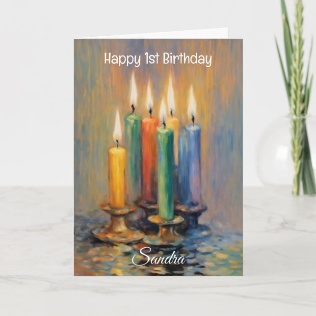 Colourful Candles Lettered Happy Birthday Card (Front)