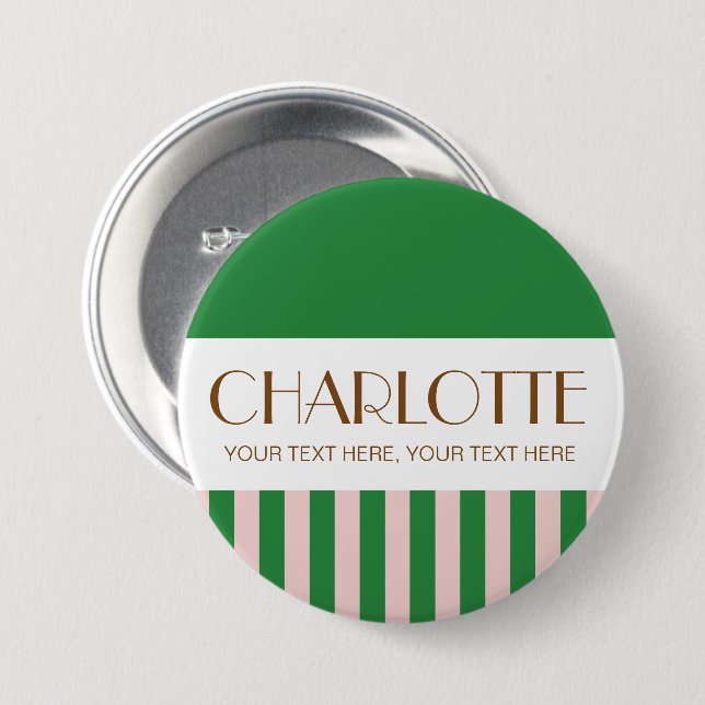 Colourful Candy Bright Colour Trendy Modern Stripe 3 Inch Round Button (Front & Back)