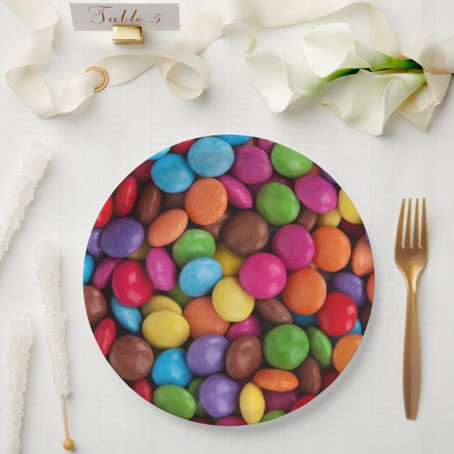 Colourful Candy, Candy Buttons, Sweets, Food Paper Plate (Wedding)