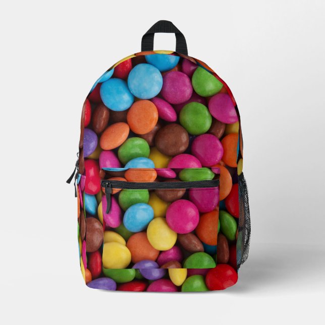 Colourful Candy, Candy Buttons, Sweets, Food Printed Backpack (Front)