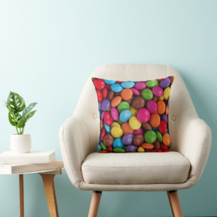 Colourful Candy, Candy Buttons, Sweets, Food Throw Pillow