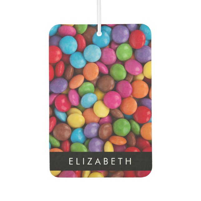 Colourful Candy, Candy Buttons, Sweets, Your Name Air Freshener (Front)