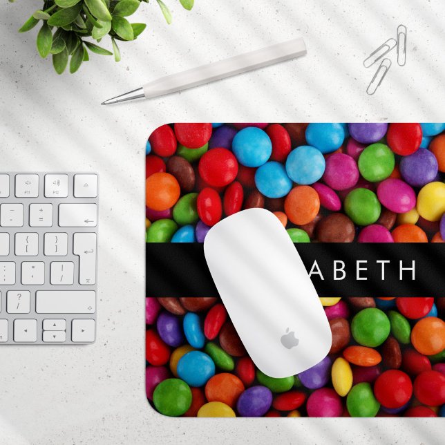 Colourful Candy, Candy Buttons, Sweets, Your Name Mouse Pad (Creator Uploaded)