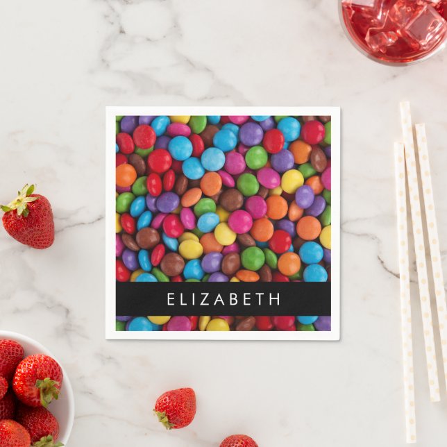 Colourful Candy, Candy Buttons, Sweets, Your Name Napkin (Insitu)