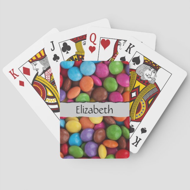 Colourful Candy, Candy Buttons, Sweets, Your Name Playing Cards (Back)