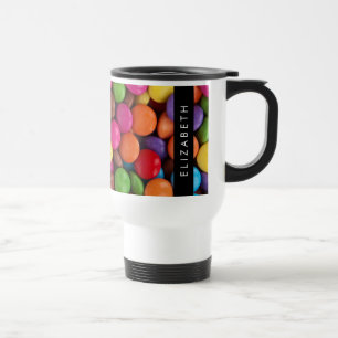 Colourful Candy, Candy Buttons, Sweets, Your Name Travel Mug