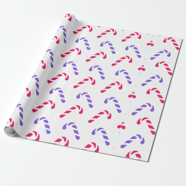 Colourful Candy Cane Pattern Wrapping Paper (Unrolled)