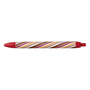 Colourful Candy Cane Stripes Christmas Black Ink Pen