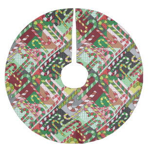 Colourful Candy Canes Brushed Polyester Tree Skirt