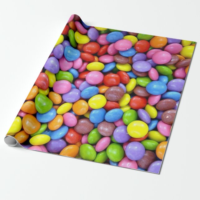 Colourful Candy Christmas Wrapping Paper (Unrolled)