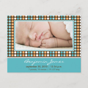Colourful Candy Dots Birth Announcement (aqua)