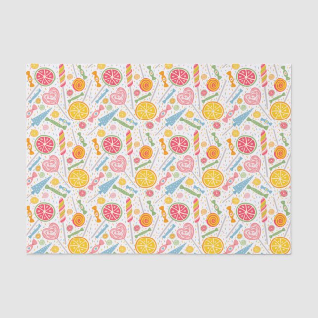 Colourful Candy Explosion Lollipop Orange Pink Red Tissue Paper (Front)