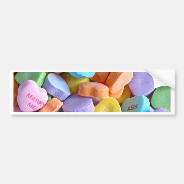 Colourful Candy Hearts Bumper Sticker (Front)
