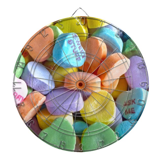 Colourful Candy Hearts Dartboard (Front)