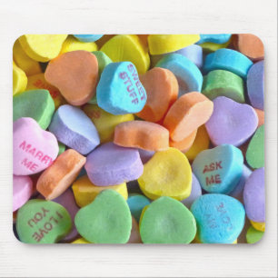 Colourful Candy Hearts Mouse Pad