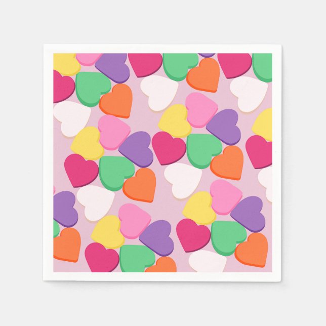 Colourful Candy Hearts Napkin (Front)