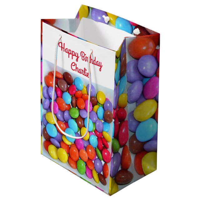 Colourful Candy Kids Birthday Medium Gift Bag (Front Angled)