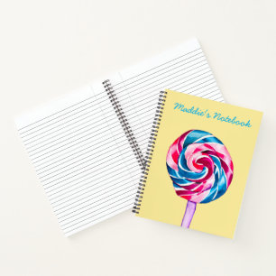 Colourful candy lollipop watercolor art notebook